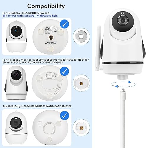 Miniatura 2 de Soporte para monitor de bebé compatible con HelloBaby HB65/HB40/HB6550/HB6148/HB6560/HB66/HB6339/HB6550 Pro, ANMEATE SM935E, soporte flexible para