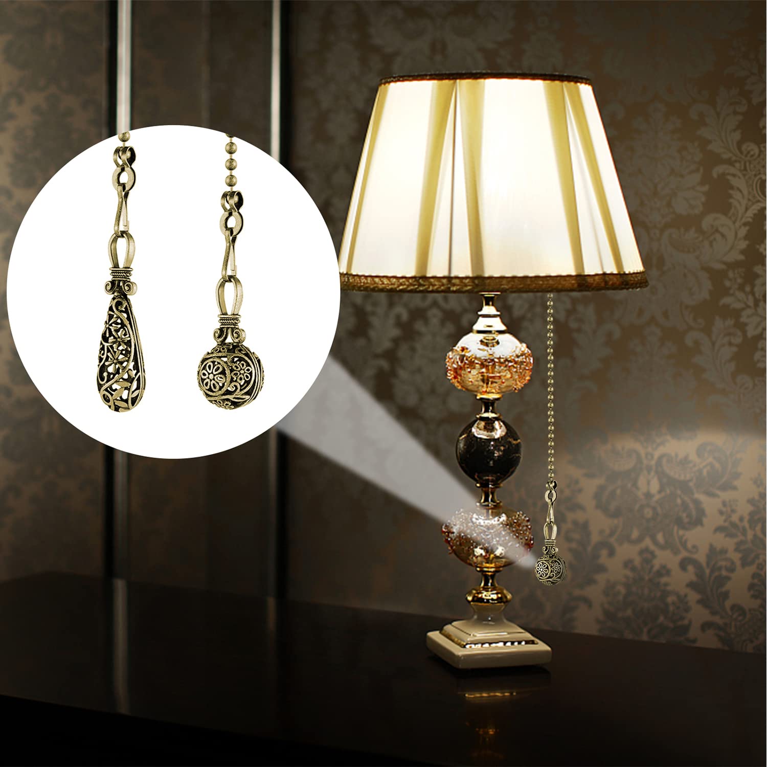 Vintage Copper Ceiling Fan Pull Chains (2 Pack) -4 Vintage Copper Ceiling Fan Pull Chains (2 Pack) -4