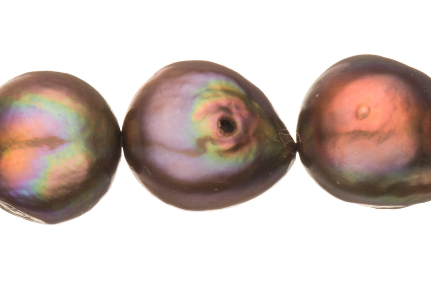 Spectrum Green Freshwater Cultured Pearls Natural Baroque, B+ Graded, 11x9x13mm (Approx.), 15.5Inch Strings/32Pearls