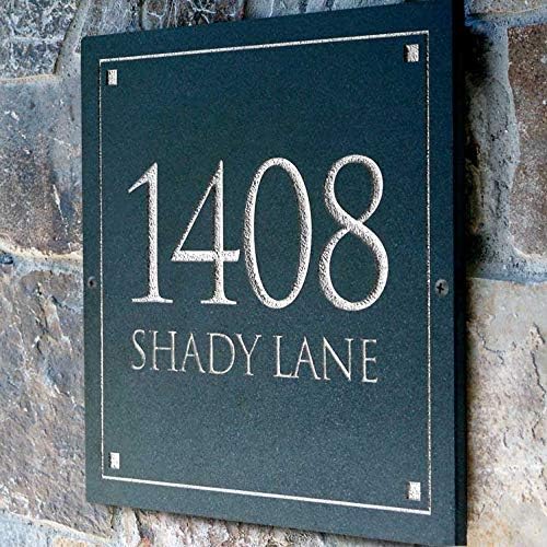 Stone Address Plaque With Engraved Numbers. Address Sign Made from solid, real stone.