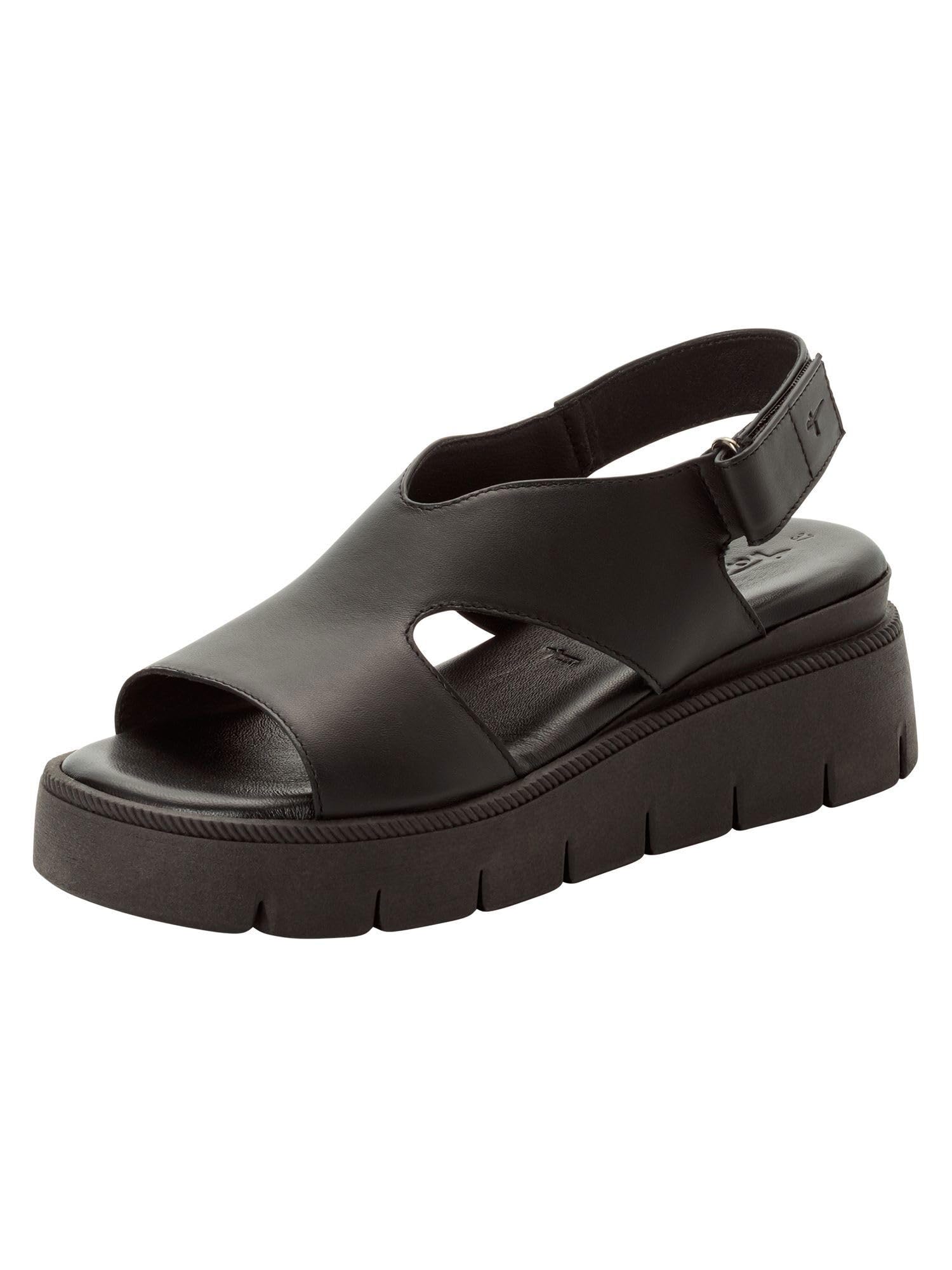 Tamaris Women’s sandal with wedge heel black 7.5 UK