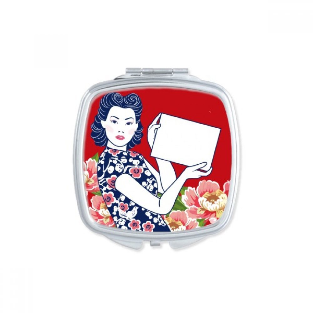Miroir maquillage compact de poche blanc culture chinoise aux finitions soignées