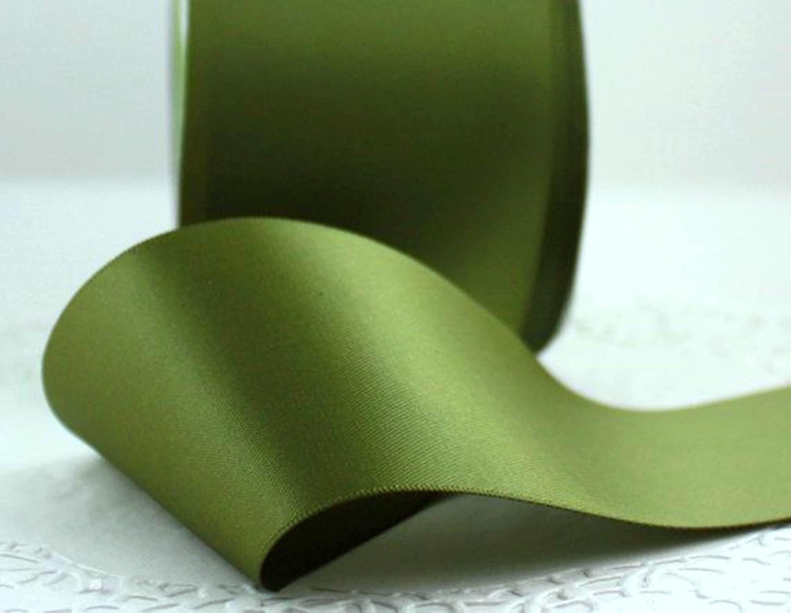 Olive Green Satin Ribbon 50mm Wide 5 Meter Gift Wrap Ribbon, Ribbons for Gift Wrapping, Christmas Ribbon, Gift Wrapping Ribbon for Crafting, Wedding Party Decor