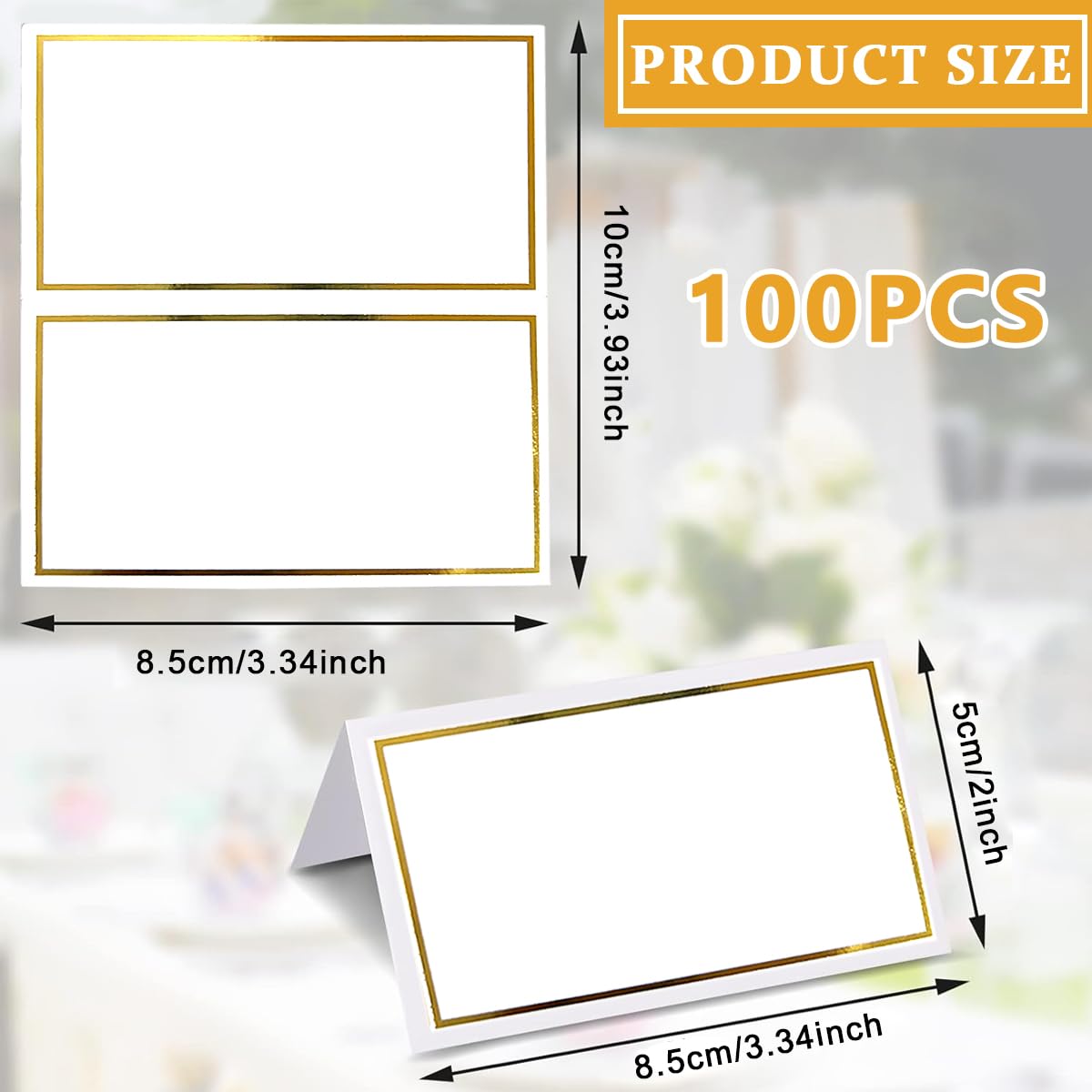 Elegant Place Cards - 100 Pack Gold Foil -6 Elegant Place Cards - 100 Pack Gold Foil -6
