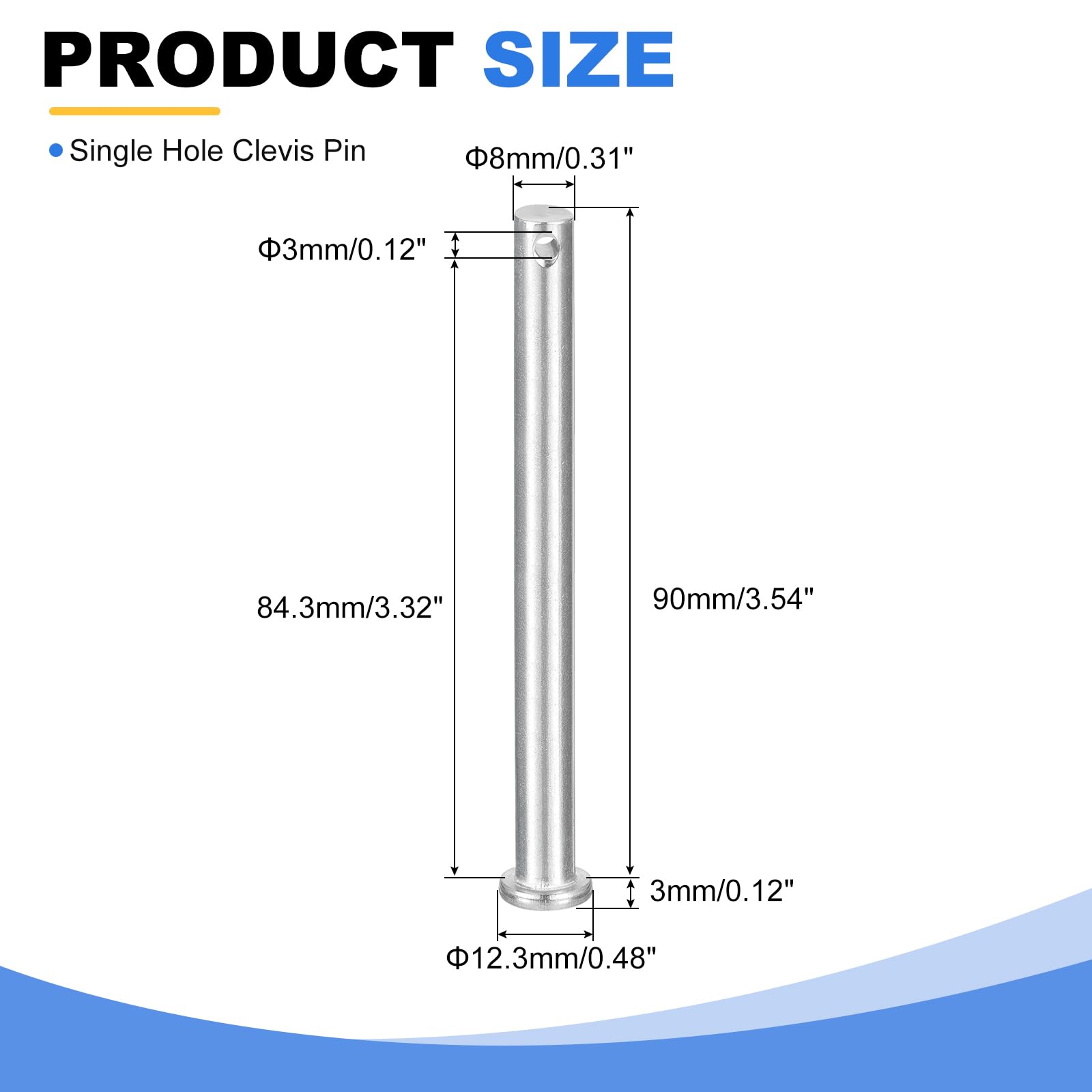 QUARKZMAN 2Pcs M8 x 90mm Perno A Forchetta Monoforo Testa Piatta In Acciaio Inox 304 Per Aggancio Rimorchio Riparazioni Meccaniche Installazione Mobili Attrezzature Industriali