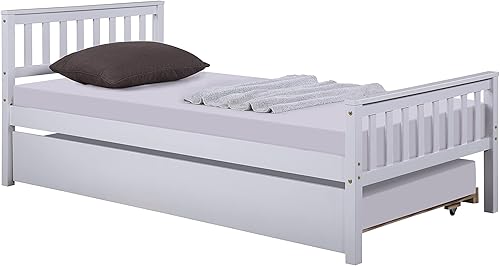 Miniatura 5 de LCH Cama individual con nido, marco de cama de plataforma de madera con cabecera y estribo para dormitorio, espacio de vida pequeño, no necesita