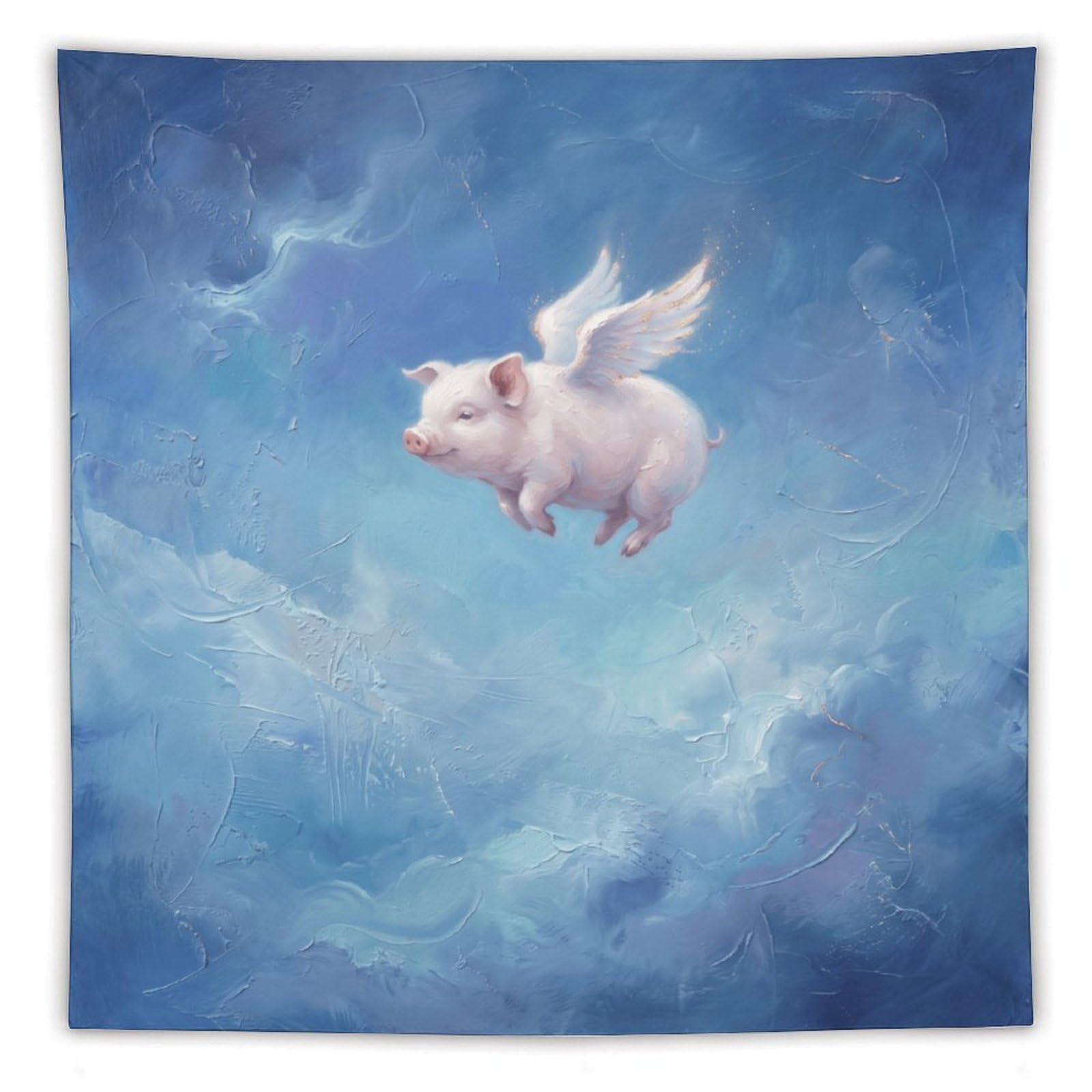 W7C8U2X3 Flying Pig Blue Sky Wall Tapestry, Surreal Farm Animal