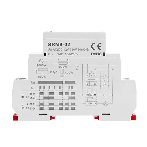 Miniatura 3 de GEYA Relé de bloqueo electrónico relé de impulso relé de memoria 2SPDT 16A voltaje de amplio rango ACDC12V-240V Montaje en riel DIN (GRM8-02,