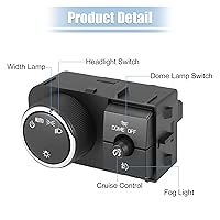 Vista 4 de X AUTOHAUX 25858705 Interruptor de luz antiniebla para faros delanteros, interruptor de lámpara de cúpula, panel de montaje en salpicadero