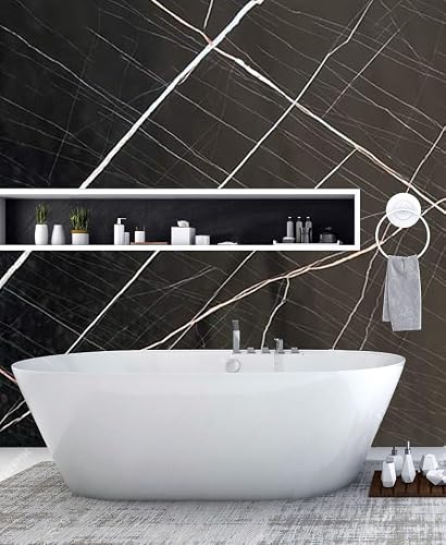 Image of Laurent White Shower Wall Panel, 1200mm x 2400mm x 10mm, PVC, Waterproof & Easy to Install Wall Panels