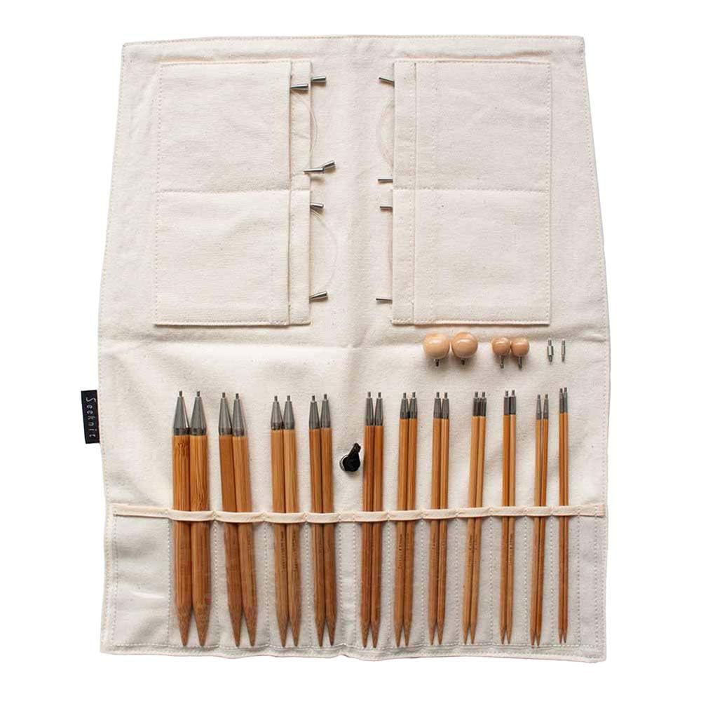 Seeknit Curve Koshitsu Premier Interchangeable Knitting Needle Set - Bamboo Tip, for Knitting or Crocheting Projects, 15cm - 1 Set