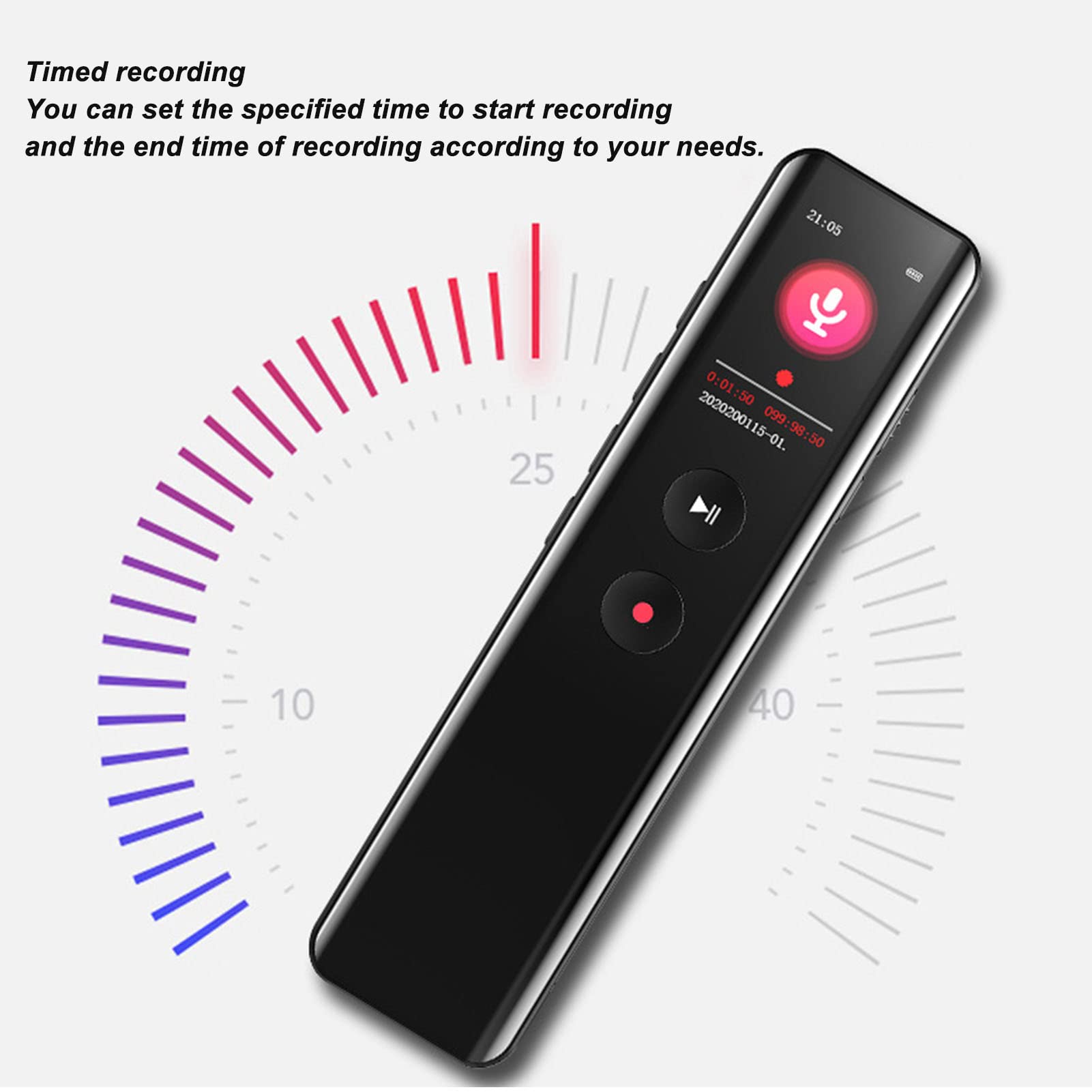 Enregistreur Vocal Numérique avec Haut-Parleur, Dispositif D'Enregistrement Bluetooth 5.0, Réduction du Bruit DSP, Activation Vocale, Enregistrement à Un Bouton, Fonction de (32 Go)
