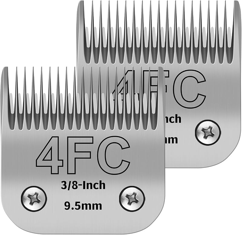 4FC Pet Dog Grooming Detachable Ceramic Blades Kit, 3/8" (9.5mm), 2 PCS | Compatible with Andis, Compatible with Oster A5, Compatible with Wahl KM10 Clippers