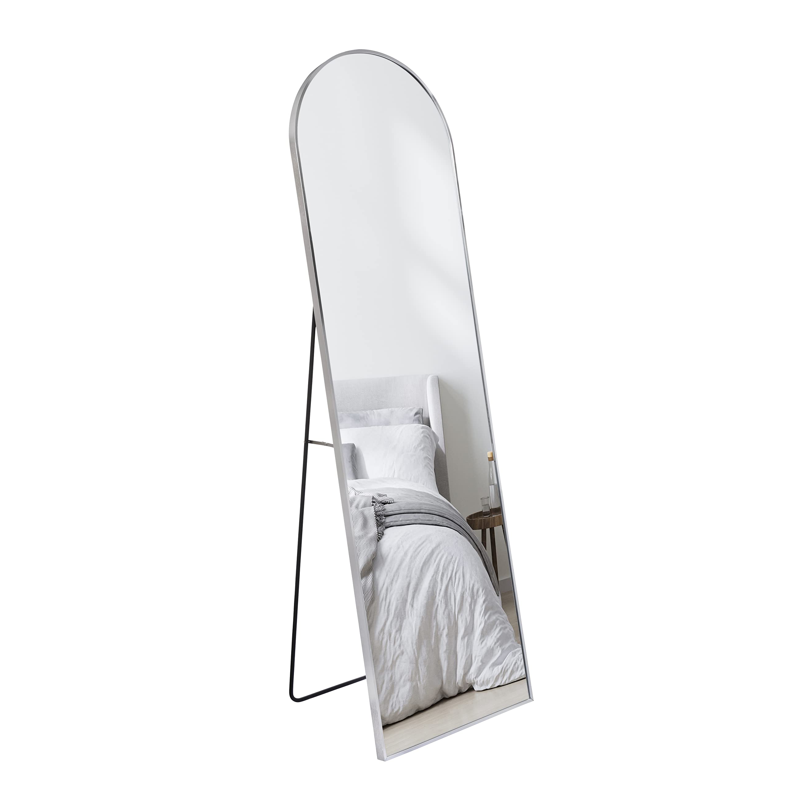 Camden Reed 18.25x62.25 Inch Silver Rounded Arch Metal Floor Mirror, Cheval Mirror, Leaner Mirror, Arched Mirror