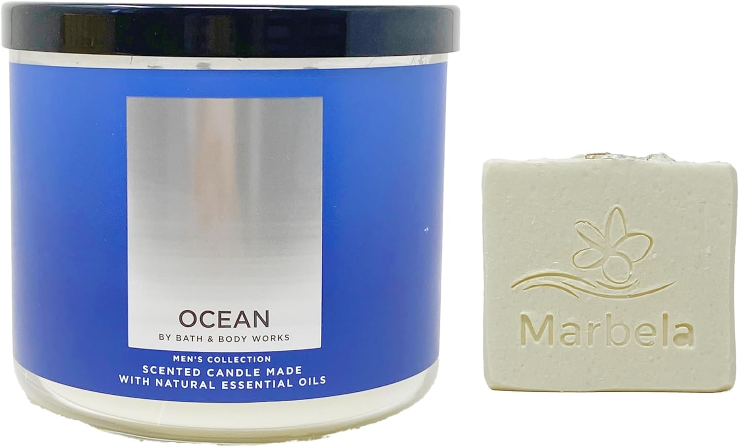 Bath & Body Works Ocean 3-Wick Scented Candle with a Natural Oats Bar Soap - Full Size