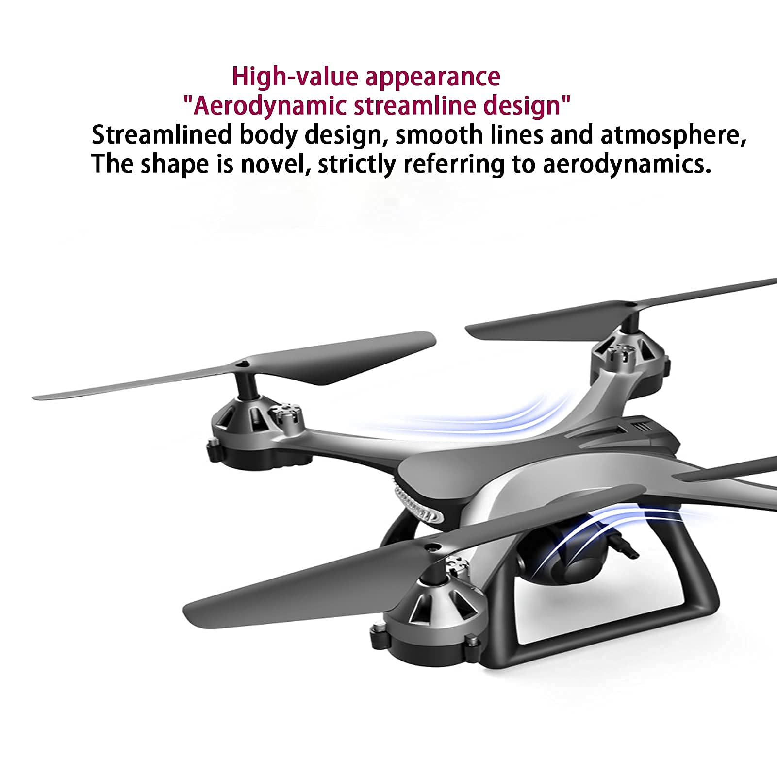 Drone con cámara, vídeo en tiempo real de alta definición, quadcopter con control remoto plegable, función waypoint, modo sin cabeza, arranque con un solo botón, mantenimiento de
