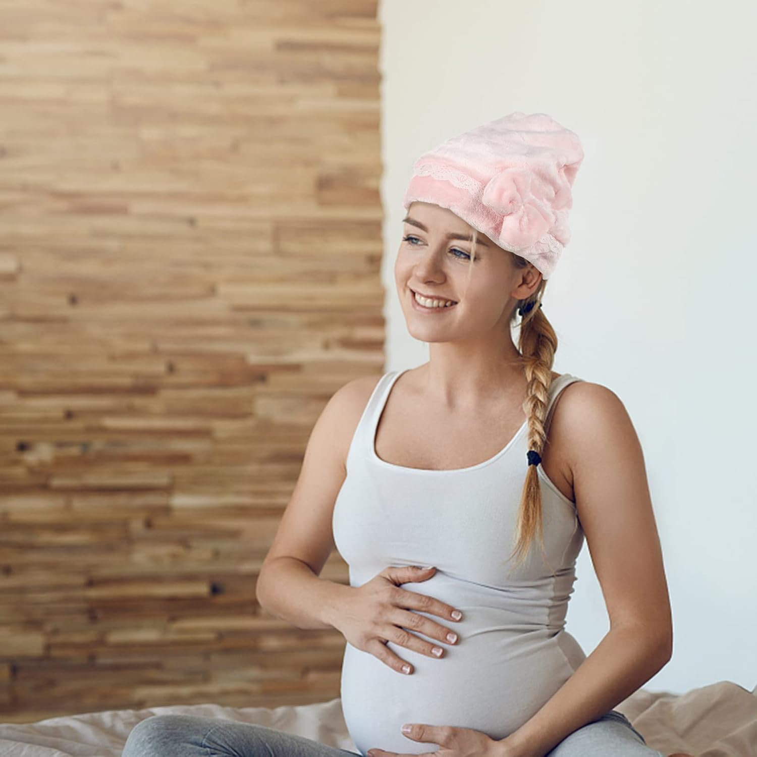 2pcs Flannel Maternity Hat Women's Sleep Hat Postpartum Cap Women's Winter Hair Bonnet for Sleep Random Color