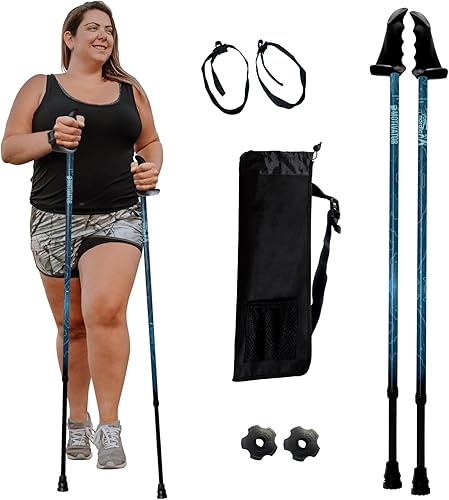 Miniatura 25 de York Nordic Bastones de senderismo motivadores grandes y altos para equilibrio y rehabilitación, 2 piezas, fuertes bloqueos de botón, patas de goma