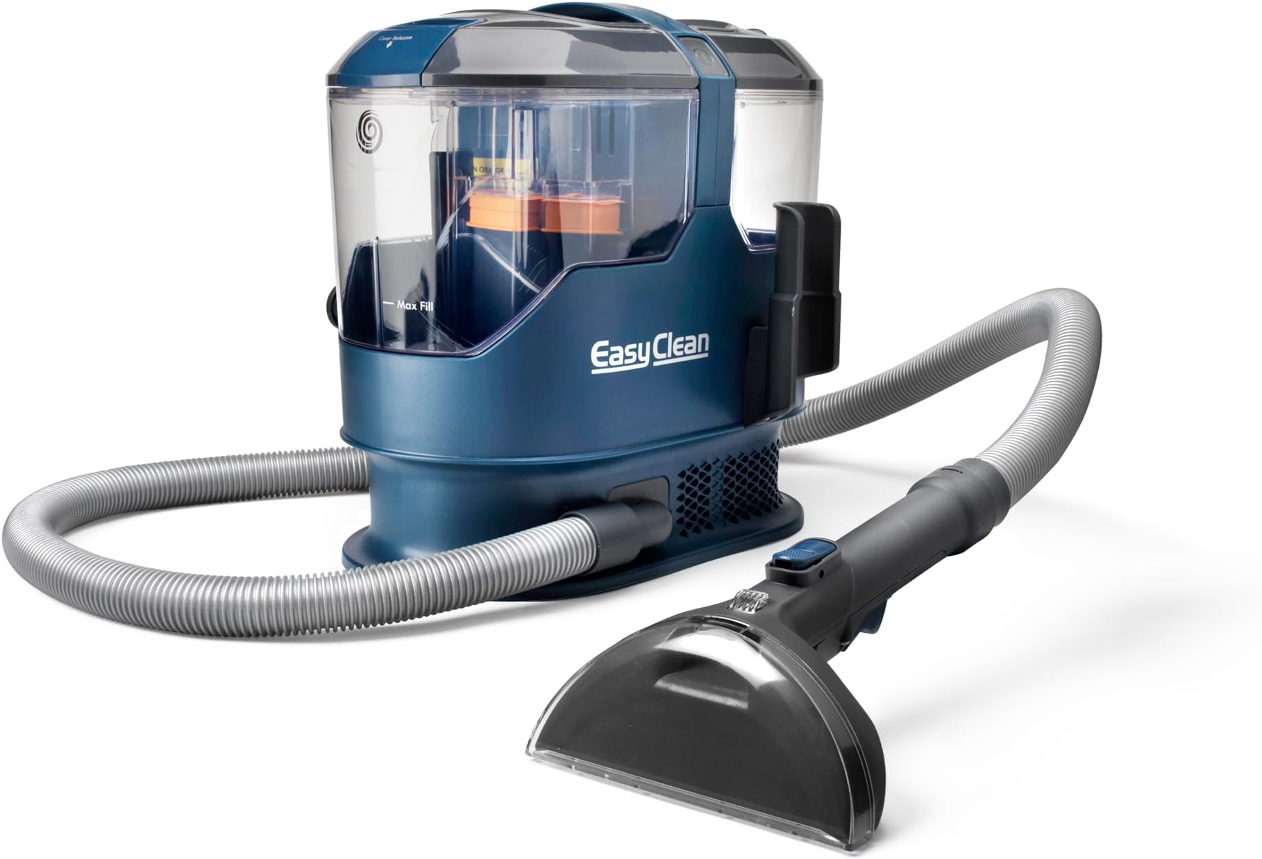 Vacmaster EasyClean Carpet Spot Cleaner for carpets, stairs and upholstery. With two tools, powerful 800W motor, extra long reach and large capacity. Includes cleaning solution and 2 year guarantee