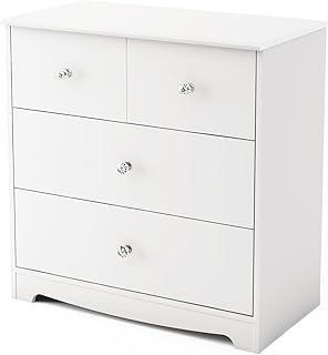 South Shore Little Jewel 3-Drawer Dresser, Pure White with Crystal-Like Knobs