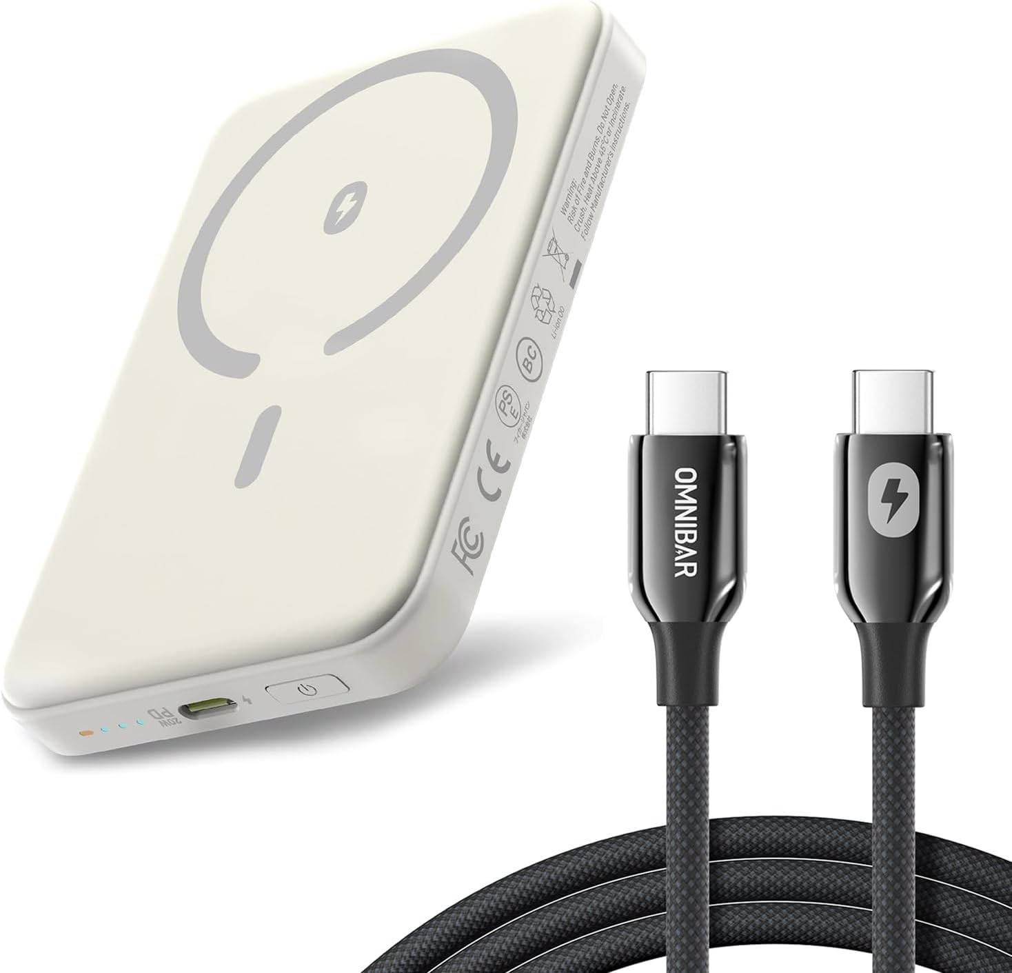 Back to School Deal,5000mAh Magnetic Power Bank with 240W USB C Fast Charging Cable,Wireless Portable Charger with PD Fast Charging,6FT iPhone Charger Cord USBC to USBC Cable for iPhone 16 Samsung S25