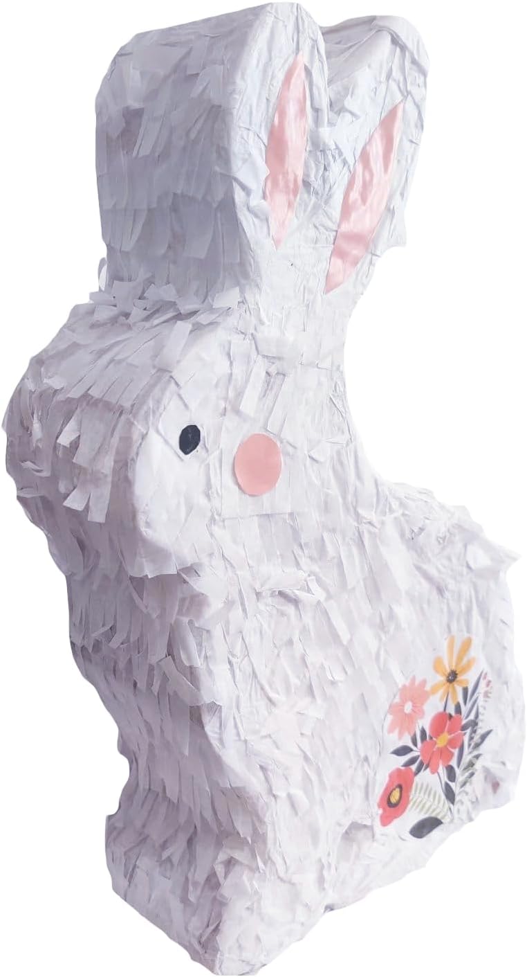 Easter Bunny Pinata for Kids – Cute Rabbit Spring Piñata with Rope for Birthday Party, Baby Shower, School Activities, Easter Sunday & Bunny Theme Party Décor