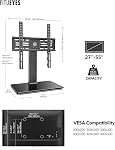 FITUEYES Universal TV Stand for 32 to 55 inch LCD LED TVs - Table Top TV Stand with 5 Level Height Adjustable,Tempered Glass TV Base Stand-Holds up to 88 LBs,Max VESA 400x400mm
