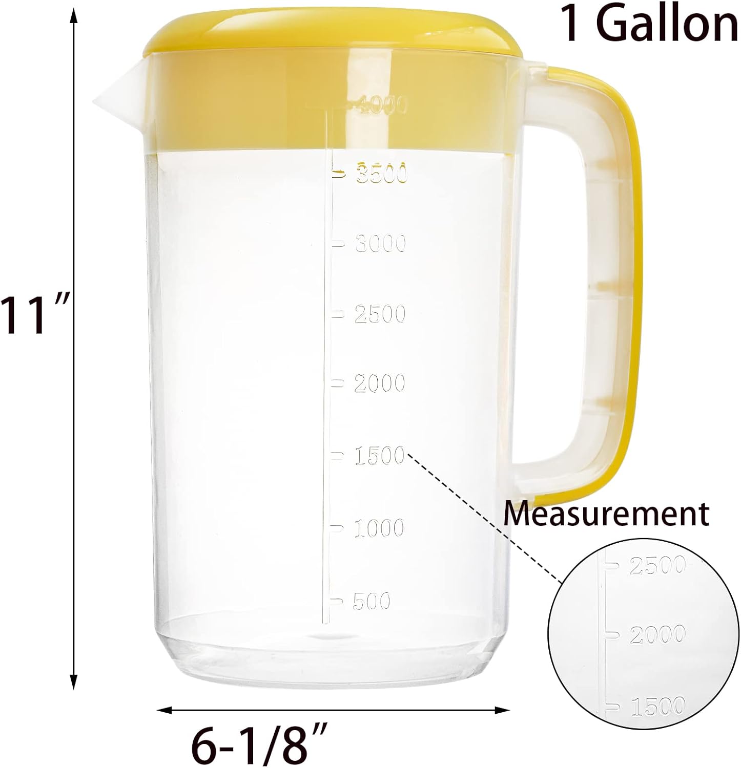 Jucoan 2 Pack 1 Gallon Plastic Water Pitcher with Lid, Large Gallon Water Jug, Juice and Iced Tea Beverage Carafe with Filter Lid, Handle, Scale for Fridge, Party - Image 3