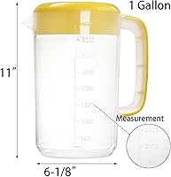 Vista 3 de Jucoan 2 Pack 1 Gallon Plastic Water Pitcher with Lid, Large Gallon Water Jug, Juice and Iced Tea Beverage Carafe with Filter Lid, Handle, Scale for