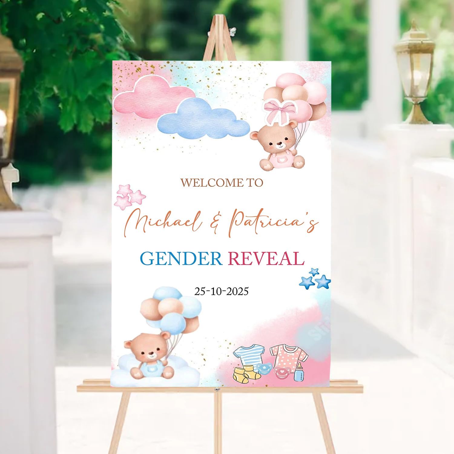 Personalized Gender Reveal Welcome Sign, Editable Pink and Blue Gender Neutral Decor Printable, He or She Yard Sign Neutral Party Porch Door Signs, GenDer Reveal Welcome Signs Boy or Girl #10