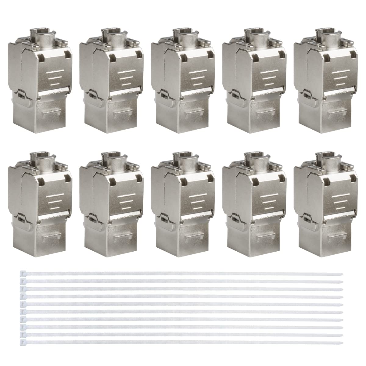 Exiron RJ45 Cat6A Keystone Jacks Shielded Toolless 6-Pack, 10 Gpbs Easy Modular Jacks for 23 to 26 AWG Solid or Stranded STP/FTP Ethernet Cable Cat6 & Cat5e Backward Compatible Up