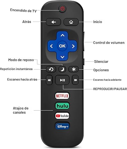 Vista 3 de Paquete de 2 controles remotos de repuesto solo para Roku TV, compatible con TCL Roku/Hisense Roku/Onn Roku/Sharp Roku/Element Roku/Westinghouse