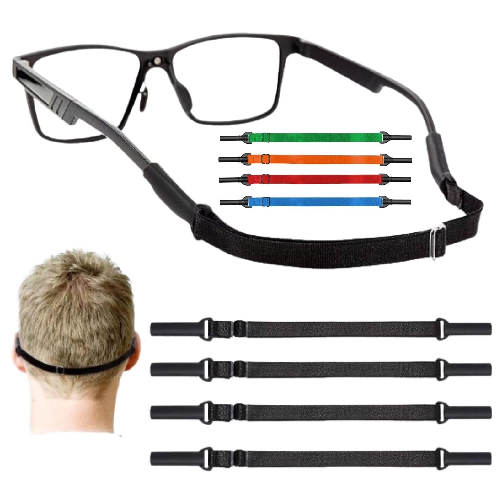 Alburan 8 Cordones para Gafas. Sujeta Gafas. Elástico y Ajustable para Niños y Adultos. 5 colores distintos para sujetar tus Gafas con Estilo y Seguridad. Para Hombre y Mujer. ALBURANⓇ