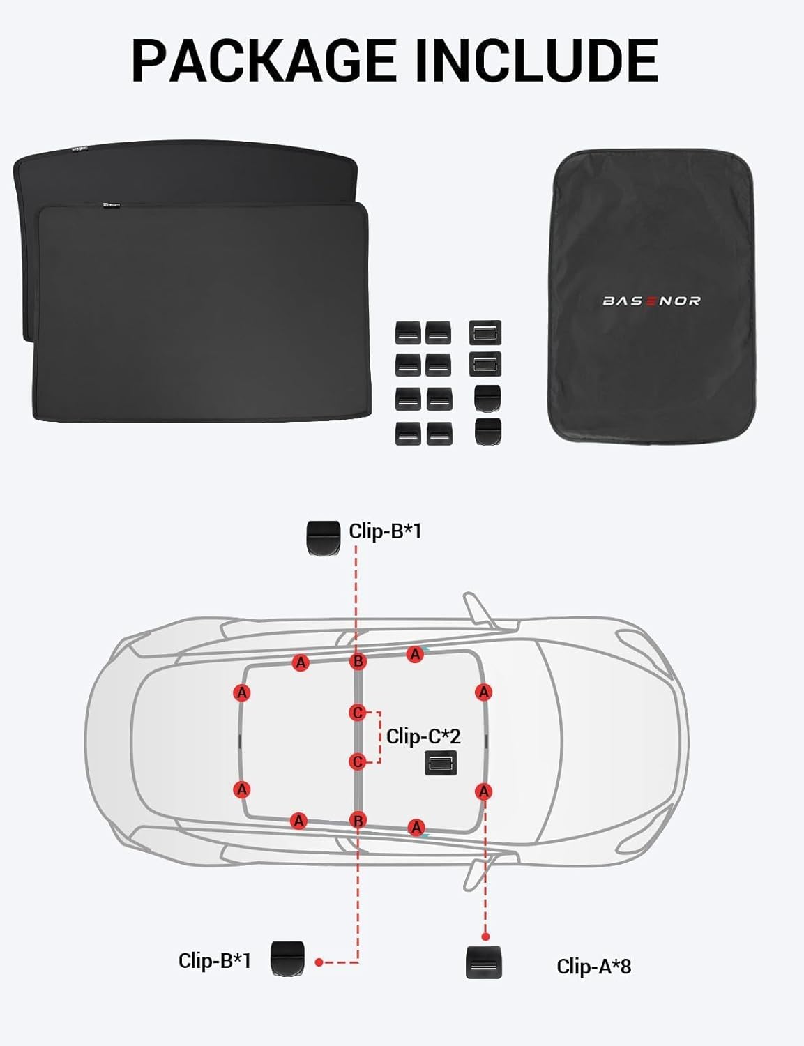 BASENOR 2026-2022 Tesla Model S Sunshade Roof [No Gap] Glass Roof Sunshade UV Protection Foldable Sunroof Shade Top Window Cover for Model S/Model S Plaid Heat Insulation Upgraded Black