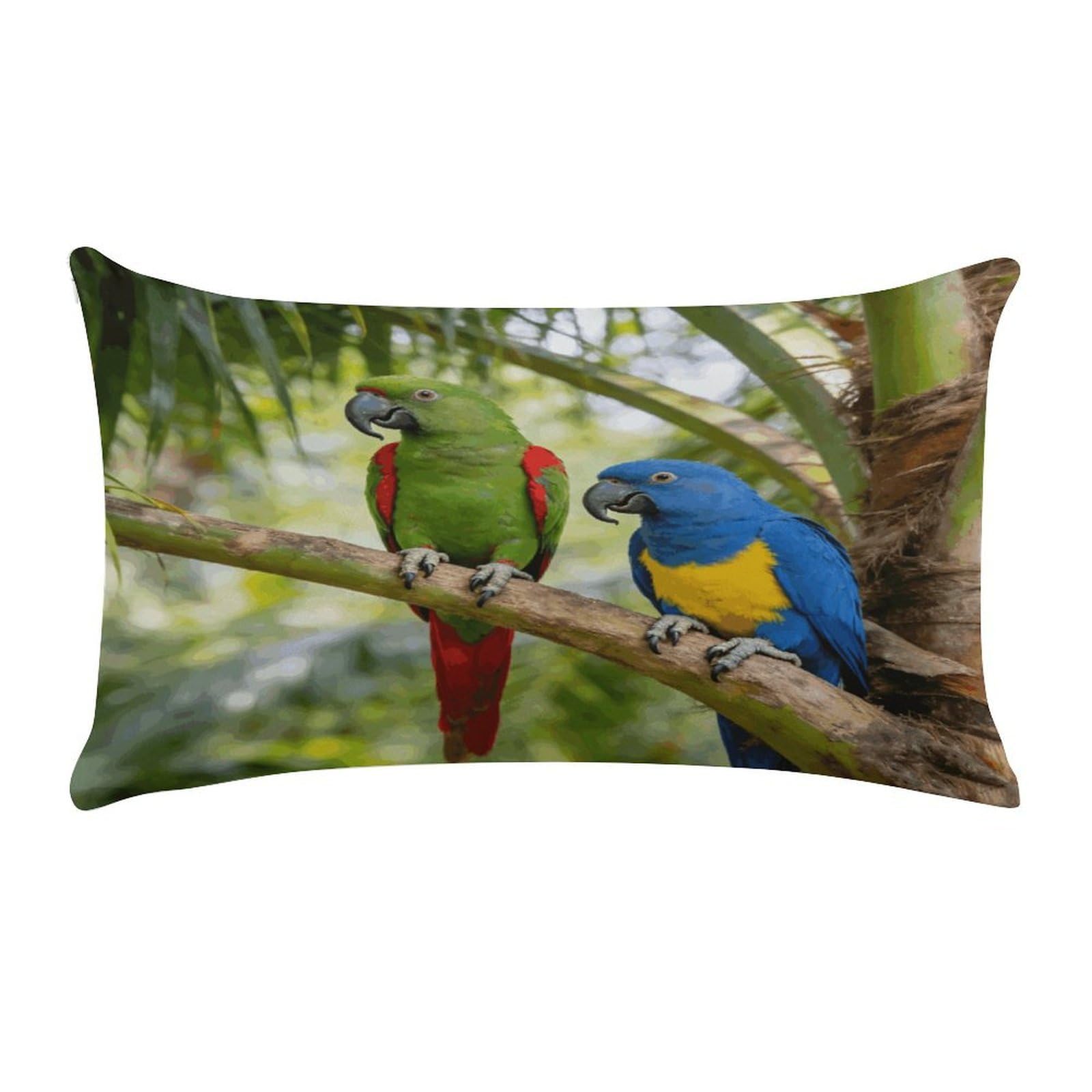 Fodpand Style Rainforest Double Parrot Pillow Cases Set Of 1 Extra Soft Pillow Protectors With Hidden Zipper Perfect For Hotels, Guest Rooms,Bedroom 12X20 Inches Pillows Not Included