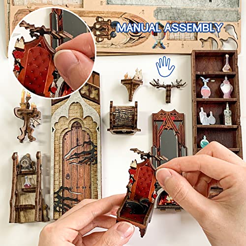 Diy Book Nook Kit, Decorative Bookend Stand,Diy 3D Castle Puzzle Booknook Bookshelf Insert, Wooden Bookends Model Build-Creativity Kit With Led Light For Teen Girls Boys Women Men #TOP2