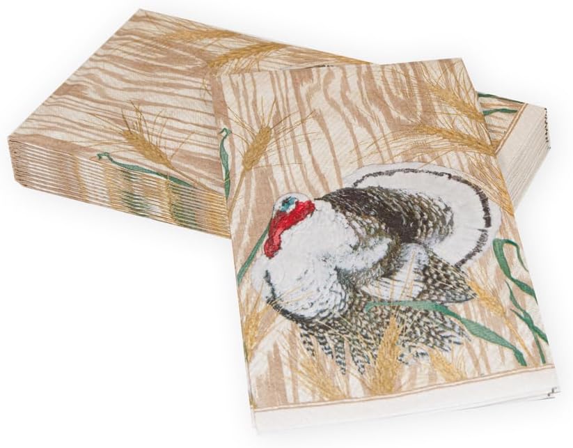 Homestead Turkey Taupe Guest Towel Napkins - 15 Per Package - 4 Units