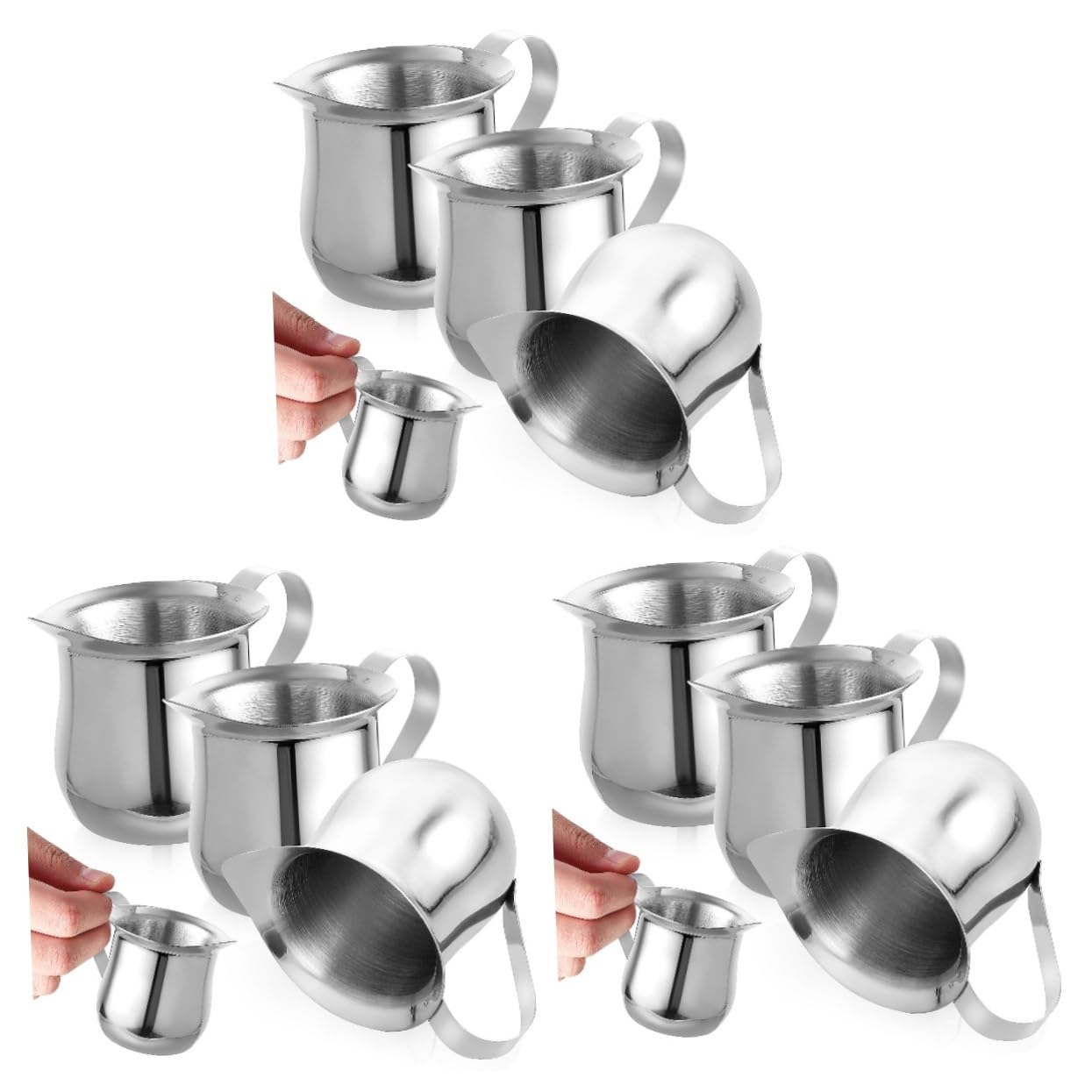 jojofuny 9piezas Taza Inoxidable Para Espumar Leche Jarra De Café Para Cappuccino y Latte De Diseño De