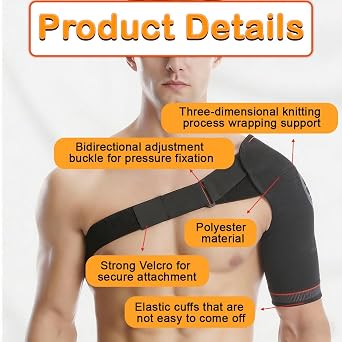 Shoulder Support Brace for Men,1 PC Rotator Cuff Shoulder Support Brace, Adjustable Shoulder Brace for Both shoulders Pain Relief, Dislocated AC Joint Sprain Soreness Tendinitis Arthritis (Black)