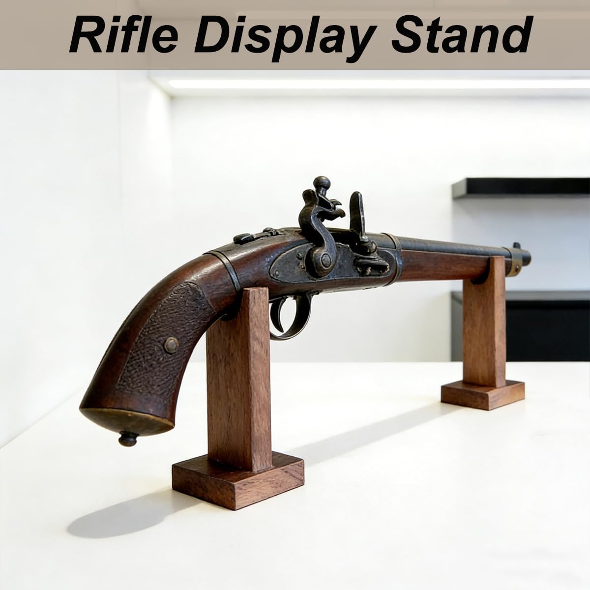 Wood Gun Display Stands Rifle Rack Gun Rack for Smaller Rifles, Long Guns, Firearms, Weapons, Collectables, Displays, Shows, Exhibits (carbon, U-shaped)