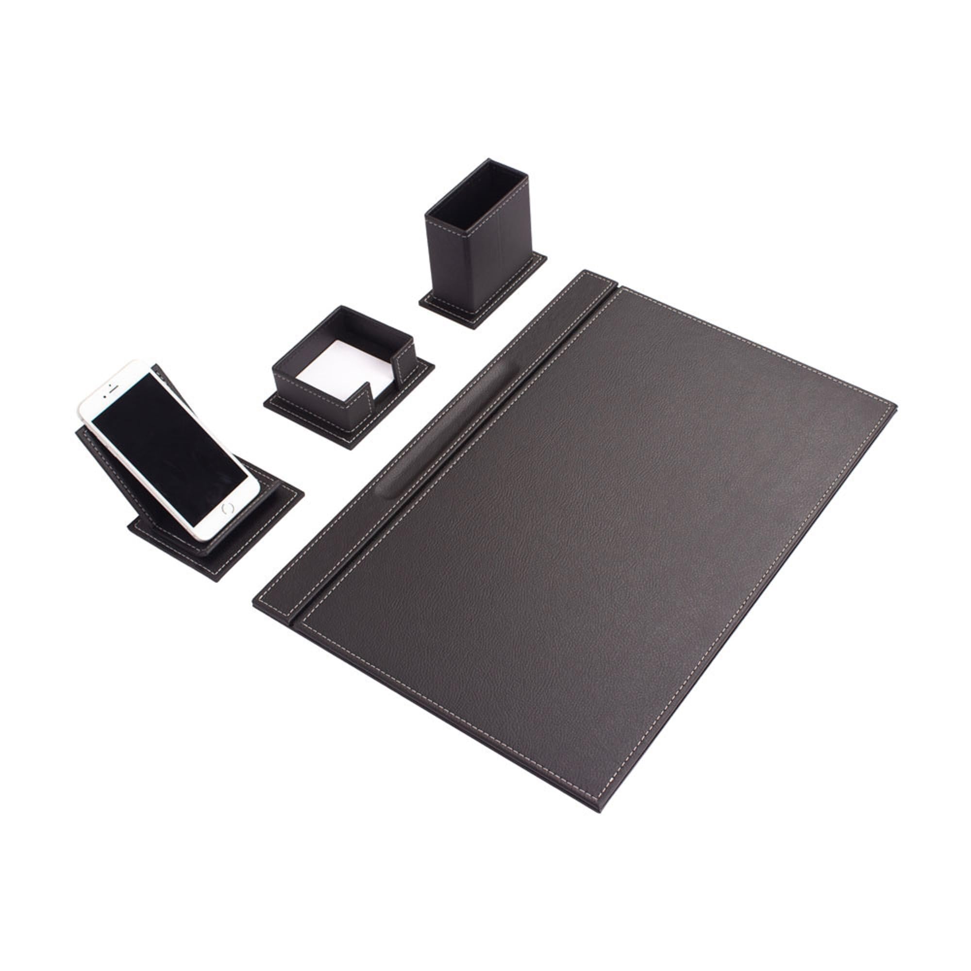 Set da scrivania in pelle, accessori per casa e ufficio, articoli da scrivania, set da scrivania in pelle, accessori da scrivania da lavoro, organizer da scrivania, 4 accessori, 4 pezzi