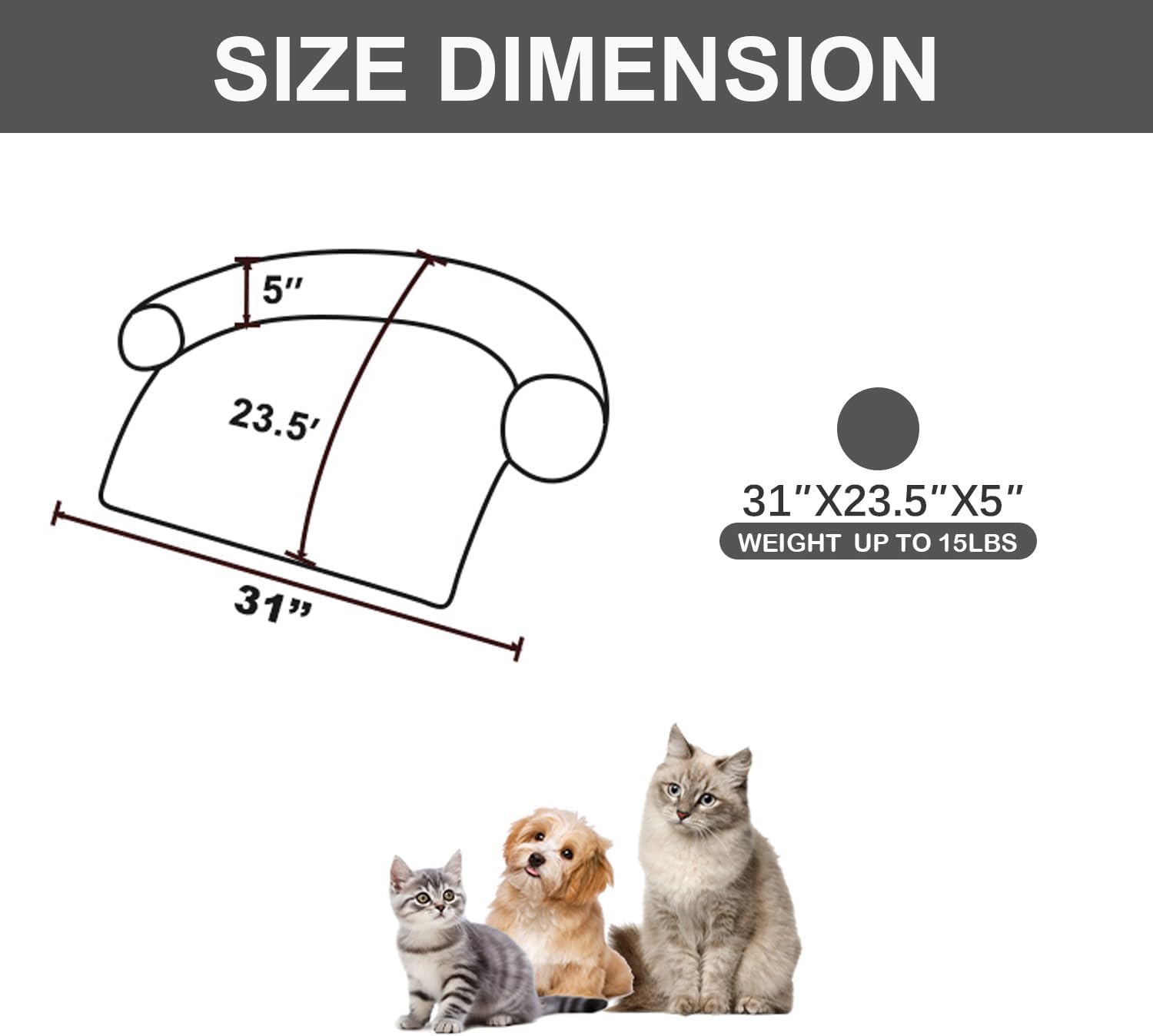 calming dogs/cats bed mats, dog pad washable removable couch cover, plush long fur mat for pets, waterproof lining, perfect for small, medium and large dogs and cats (dark gray, 31"x23") 31.0"l x 23.5"w x 5.0"th dark gray