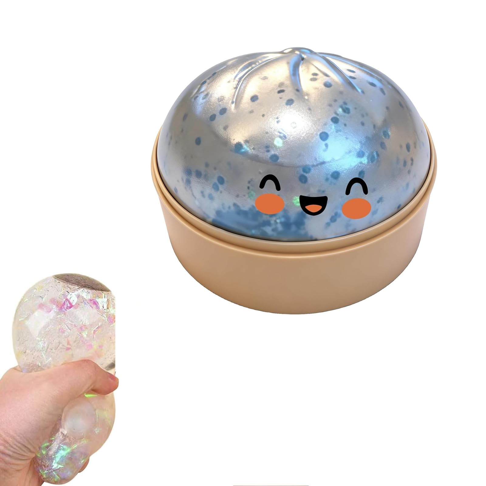 10cm 6 Colors Giant Dumpling Squishy Toy, Dumpling Stress Toy, Toy Dumplings with Steamer Box, Large Stress Relief Sensory Ball, Soft Squeeze Decompression Dough Fidget Toys (C)