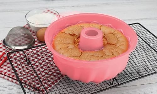 Forma de Pudim Bolo Antiaderente Silicone Decorada para Assadeira Forno Freezer Congelador (Vermelho