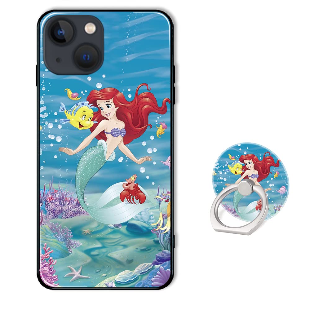 Cute Phone Case for iPhone 14 Plus with Ring Holder Kickstand,Soft TPU Rubber Silicone Protective Cover for iPhone 14 Plus 6.7 inch - Green Design