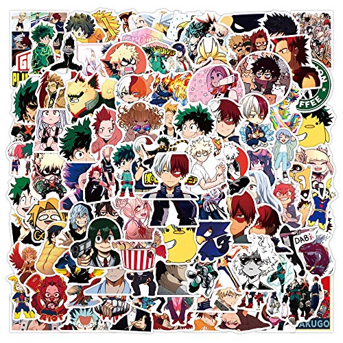 My Hero Academia Sticker Pack 100pcs, Vinyl Anime Sticker Decals für Wasserflaschen Laptop Skateboard Notebook, Geschenk für Erwachsene Kinder Teens