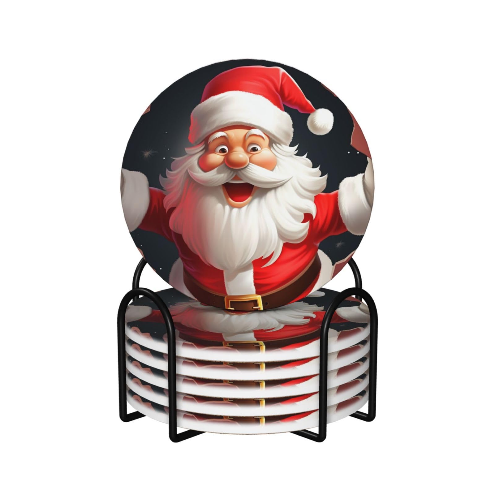 Dessous de verre Père Noël anti-rayure et anti-chaleur en céramique pour table basse