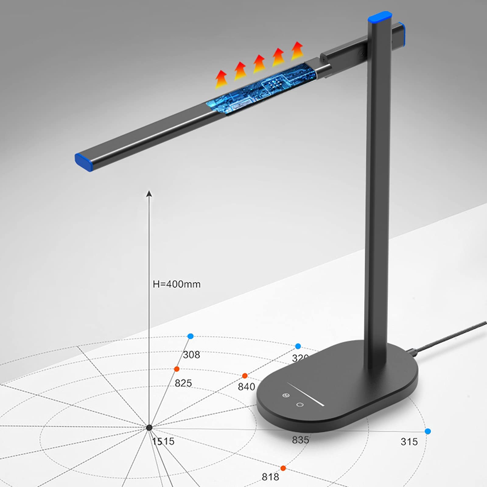 lampe de bureau Lampe de bureau DIMMABLE 12W LED Protection des yeux Lampe de bureau avec port USB et mémoire de mémoire Lampe de bureau haute intensité, 3 modes de couleur 7 Niveau de luminosité lamp
