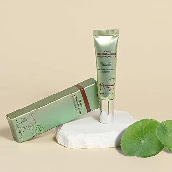 CC Red Correct Cream - SPF 25 Green Colour Corrector with Centella Asiatica - Lightweight Tinted Moisturiser Green Concealer for Redness - Anti-Redness Face CC Cream for Women