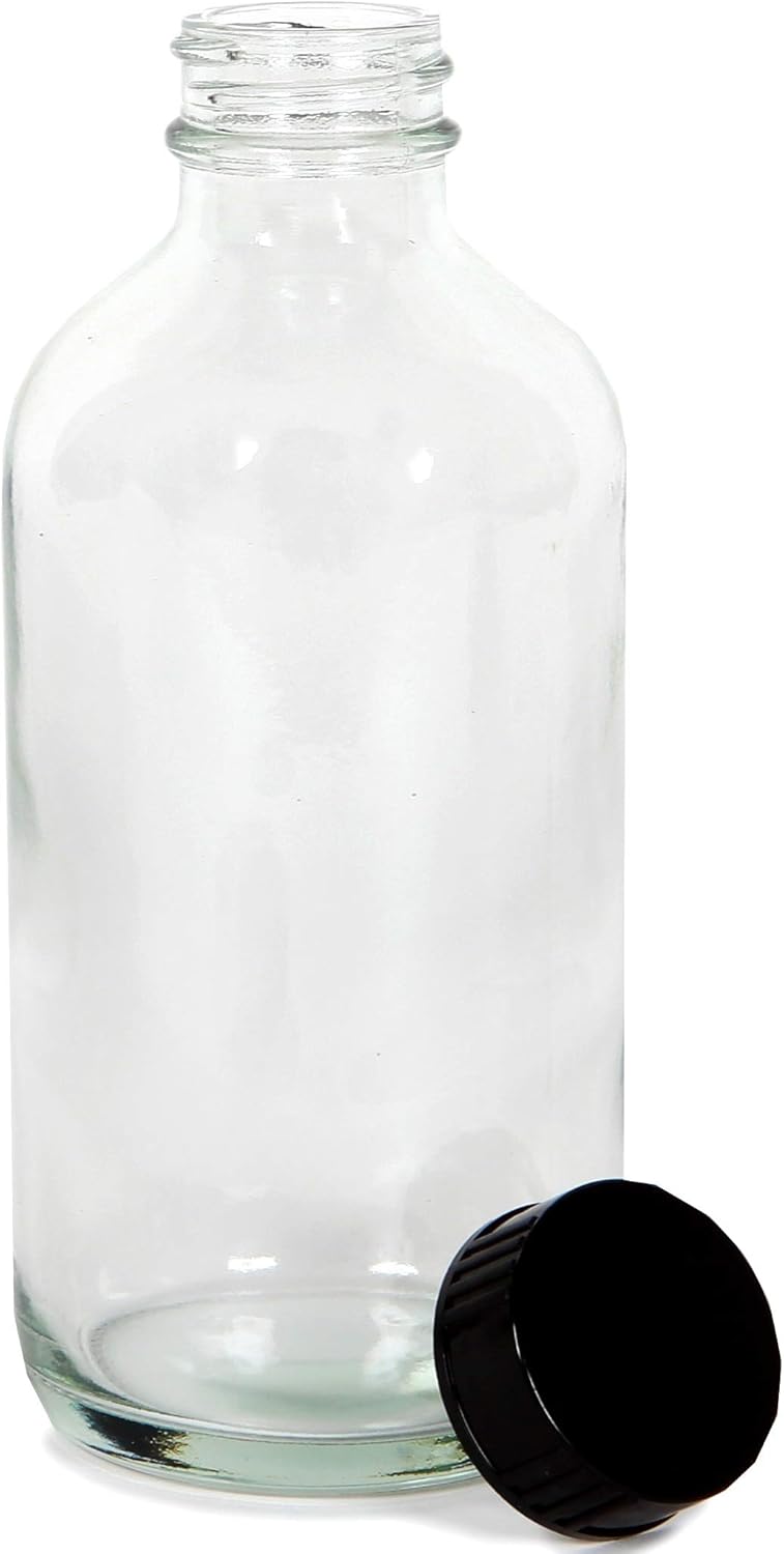 Vivaplex, 12, Clear, 8 oz Glass Bottles, with Lids